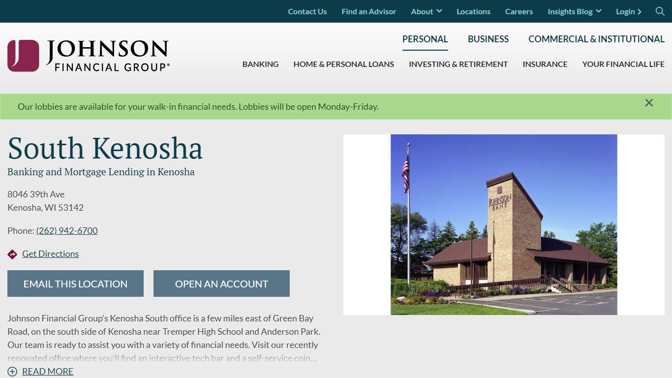 Banking and Lending in Kenosha, WI - Johnson Financial Group