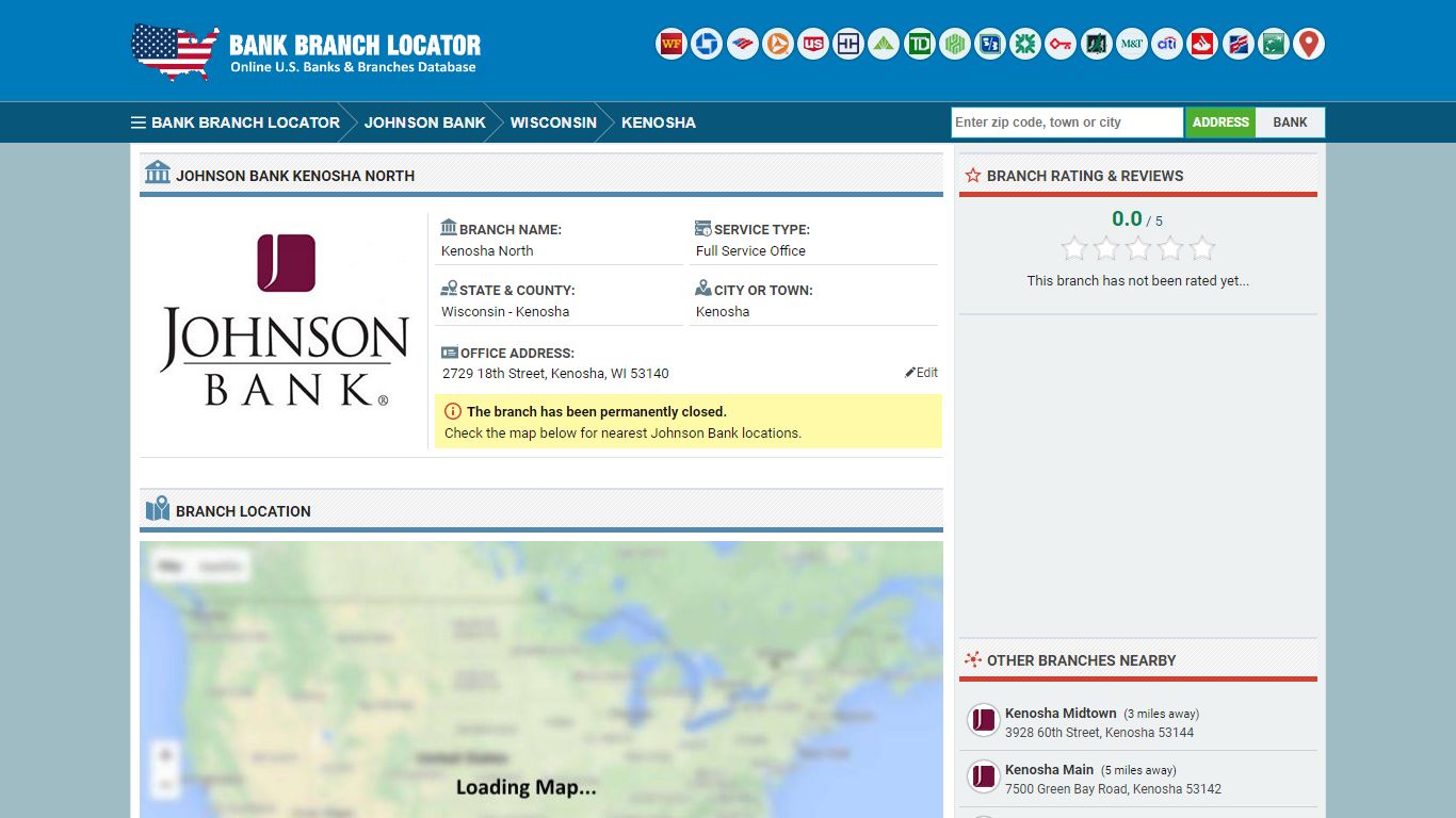 Johnson Bank Kenosha North Branch - Kenosha, WI - Bank Branch Locator