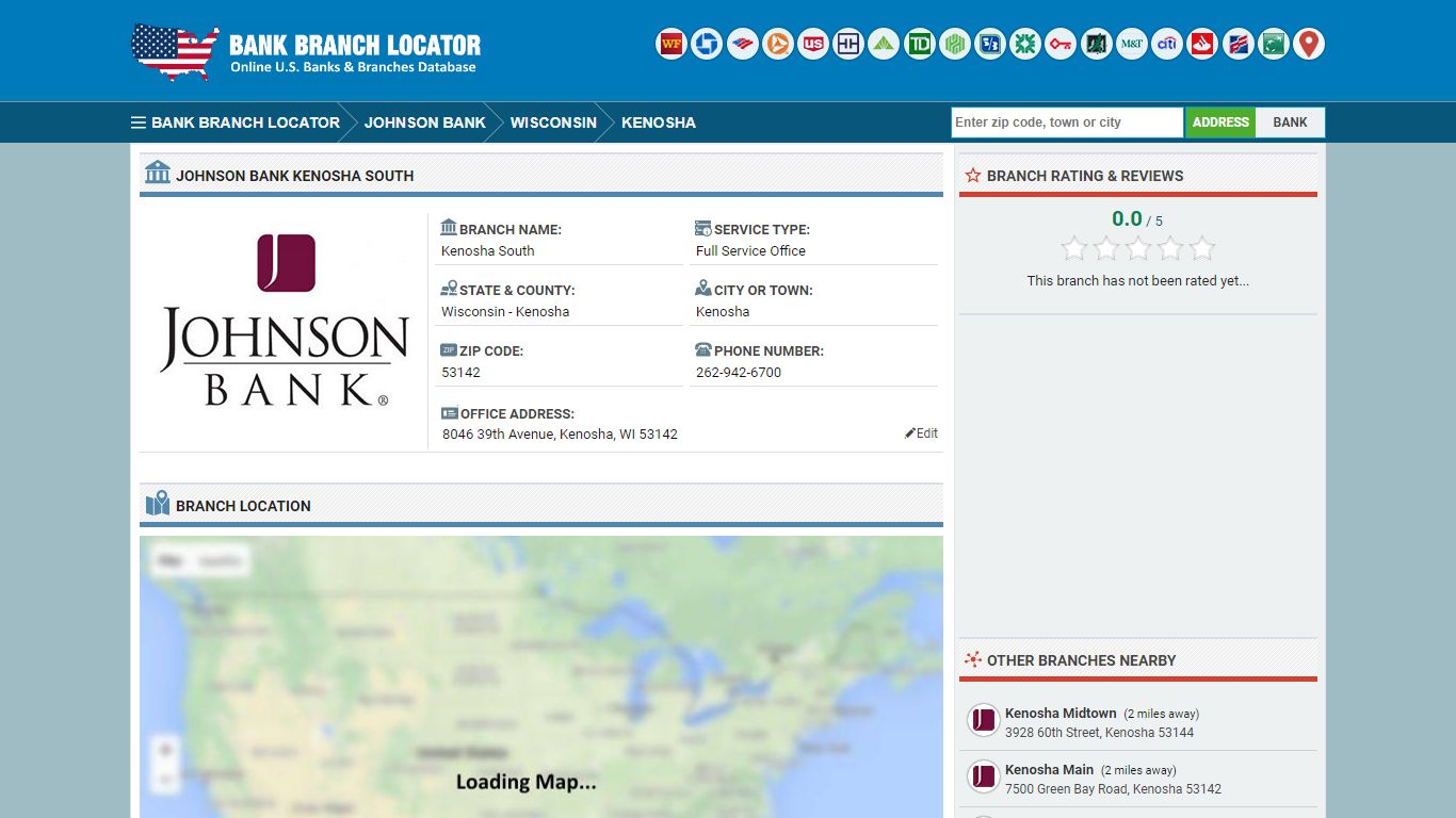 Johnson Bank Kenosha South Branch - Kenosha, WI - Bank Branch Locator